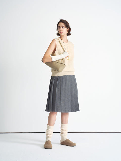Structured Pleated Midi Skirt